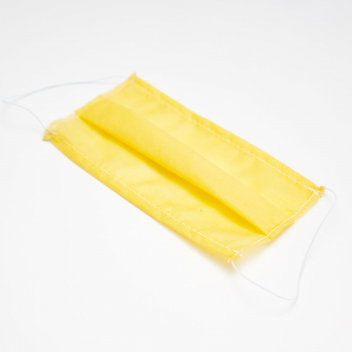 Маска гигиеническая трехслойная 17,5_9,5 смс с фиксатором 5шт упак цвет желтый