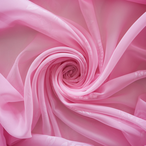 Готовые шторы Тюль с тиснением роза светло-розовый 300*260 ЛЕНТ
