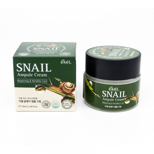 Ekel Snail Ampule Cream - Крем для восстановления и разглаживания морщин на основе экстракта слизи улитки 70мл