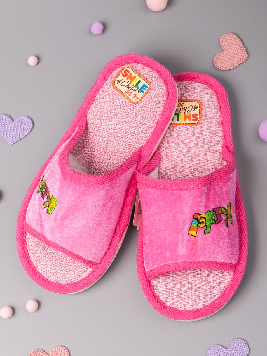 Тапочки комнатные детские открытые, kids, розовый