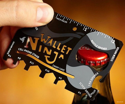Мультитул WALLET NINJA 16 в 1, 9см,6 ключей,4ножа,4отвертки,2линейки,овощечист,подст. для тел.(008)