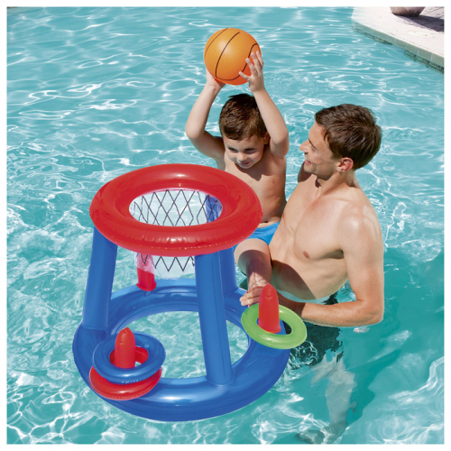 Набор для игр на воде «Баскетбол», d=61 см, корзина, мяч, 3 кольца, от 3 лет, 52190 Bestway