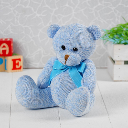 Мягкая игрушка «Мишка с бантом», 20 см, цвет голубой