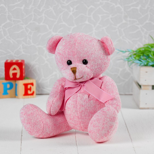 Мягкая игрушка «Мишка с бантом», 20 см, цвет розовый