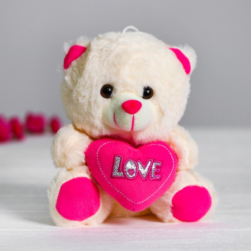 Мягкая игрушка «Мишутка с сердцем», цвет розовый