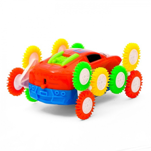Машина-перевёртыш «Гонка», двухсторонняя, тройное колесо, световые эффекты, цвета МИКС