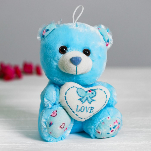 Мягкая игрушка «Медведь с сердцем», цвет голубой
