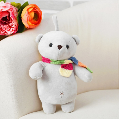 Мягкая игрушка «Медведь в шарфе», цвет серый