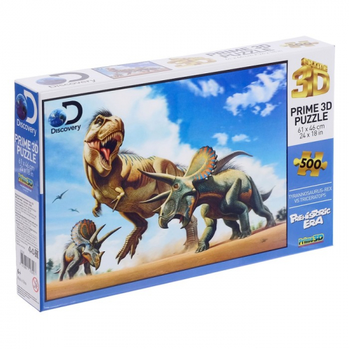 3D Пазл 500 элементов «Тираннозавр против трицератопса»