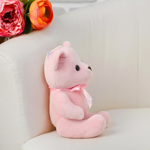 Мягкая игрушка «Мишка с бантиком», с присоской, цвет розовый