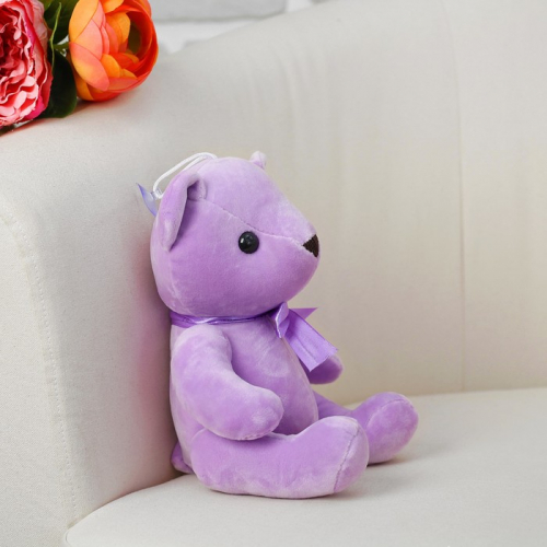 Мягкая игрушка «Мишка с бантиком», с присоской, цвет фиолетовый