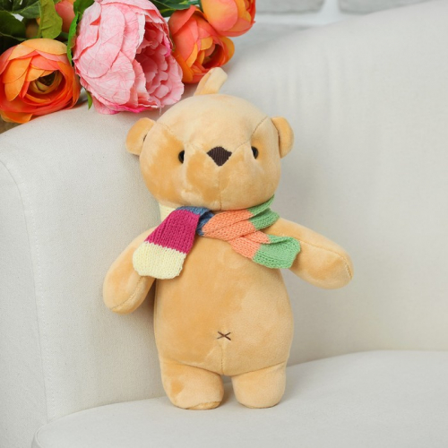 Мягкая игрушка «Медведь в шарфе», цвет бежевый