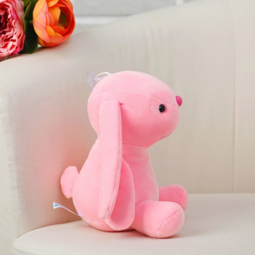 Мягкая игрушка «Зайка с вышивкой», с присоской, цвет розовый