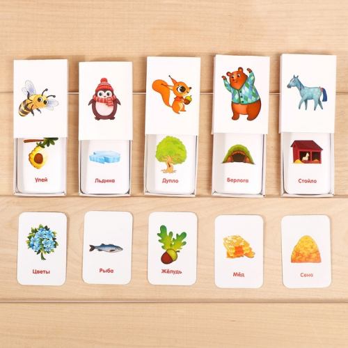 Развивающий набор-сортер «Умные коробки. Животные», карточки, по методике Монтессори