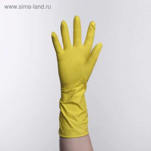 Перчатки латексные Dora, с хлопковым напылением «Универсальные», размер S, цвет жёлтый