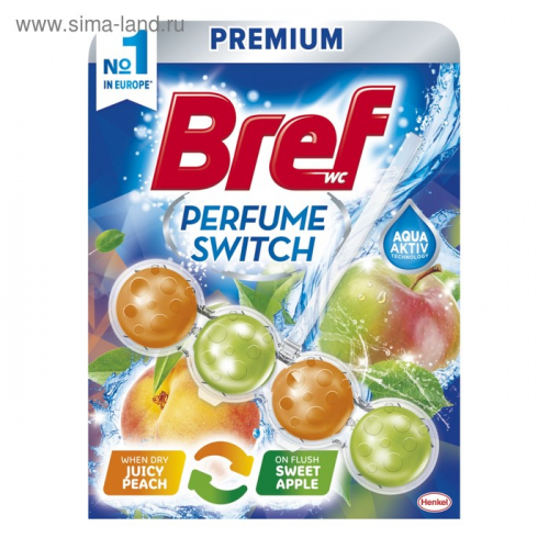 Блок для чистки и свежести унитаза Bref Perfume Switch «Персик и яблоко», 50 г