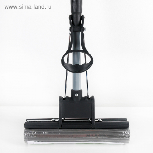 Швабра PVA с роликовым отжимом, телескопическая ручка 70-105 см, насадка 27 см, цвет чёрный