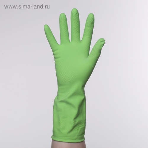 Перчатки латексные Malibri, с хлопковым напылением «С экстрактом алоэ», размер M, цвет зелёный