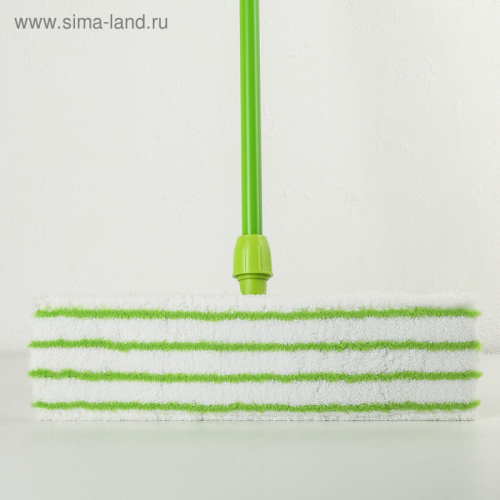 Швабра плоская, ручка 120 см , насадка микрофибра 40×10 см, цвет зелёный