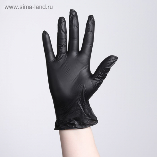 Перчатки виниловые, размер S, 100 шт/уп, 9 гр, цвет чёрный
