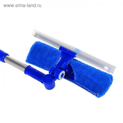 Окномойка с телескопической стальной ручкой, поворотная головка 23×68(100) см, цвет синий
