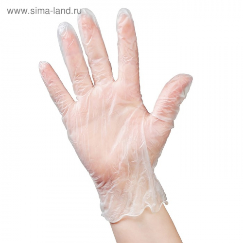 Перчатки виниловые, размер M, 5 пар, цвет белый