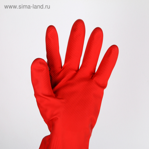 Перчатки хозяйственные латексные с утеплителем, размер L, 85 гр, цвет красный