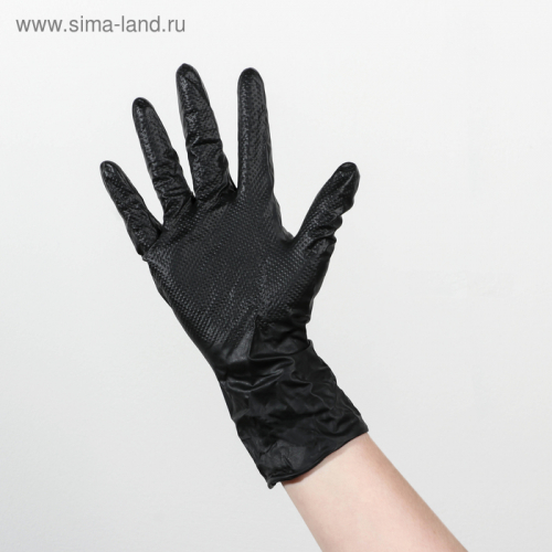 Перчатки нитриловые неопудренные Black Sapfir, текстурированные на пальцах, размер XL, цвет чёрный