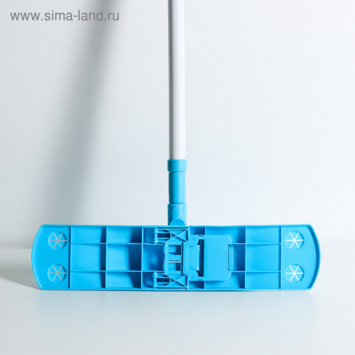 Швабра плоская, телескопическая ручка 68-120 см, насадка микрофибра 40×10 см, цвет голубой