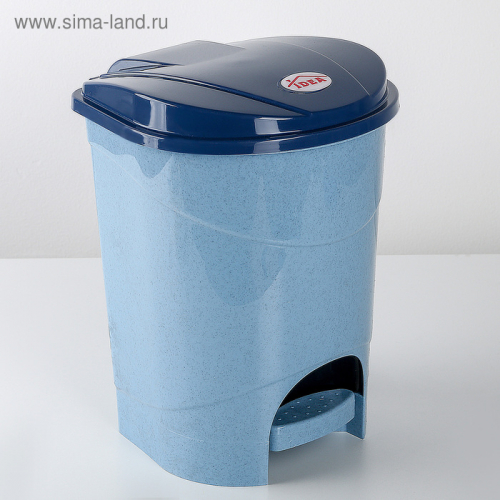 Контейнер для мусора с педалью 7 л, цвет голубой мрамор