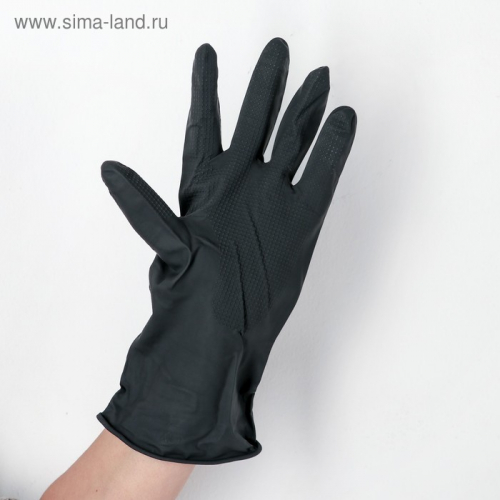 Перчатки хозяйственные защитные, химически стойкие, латекс, размер M, 55 гр, цвет чёрный
