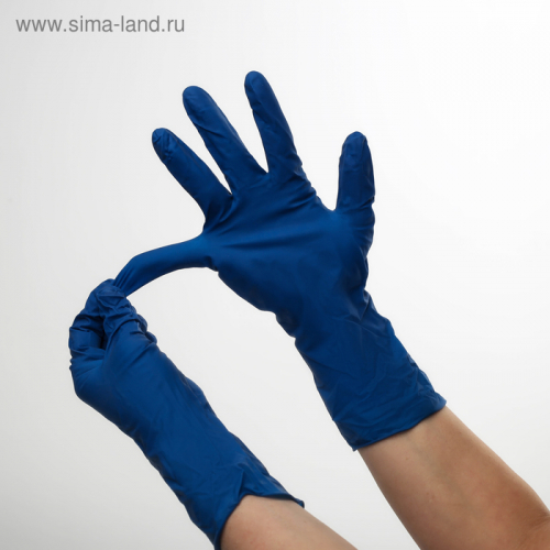 Перчатки латексные максимальной плотности, размер L, цвет синий