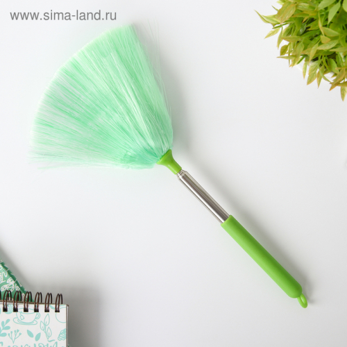 Щетка для удаления пыли, телескопическая ручка 70 см, насадка 20 см, цвет зеленый
