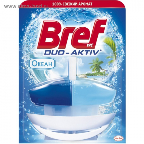 Блок для чистки и свежести унитаза Bref Duo Aktiv «Океан», 50 г