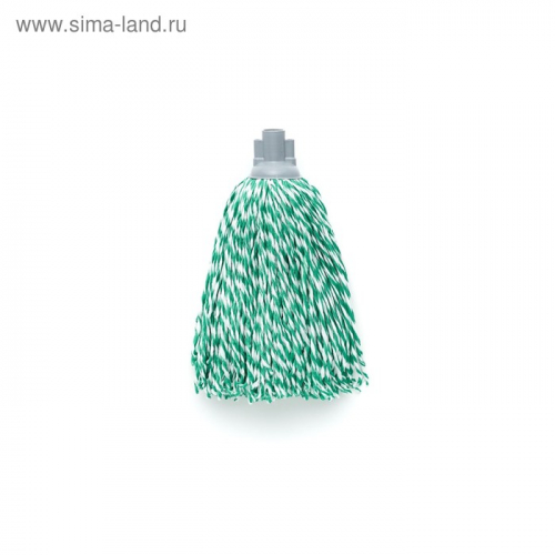 Насадка для швабры с резьбой, верёвочная микрофибра, цвет зелёный/белый 150 г
