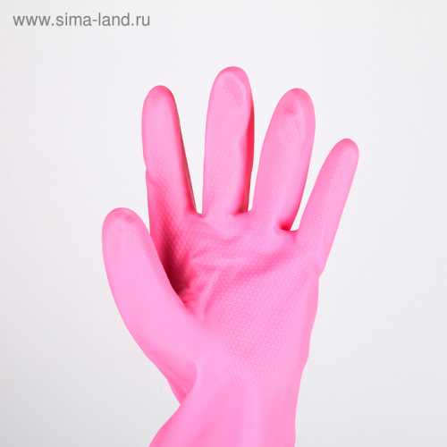 Перчатки хозяйственные защитные, суперпрочные, латекс, размер L, 100 гр, цвет розовый