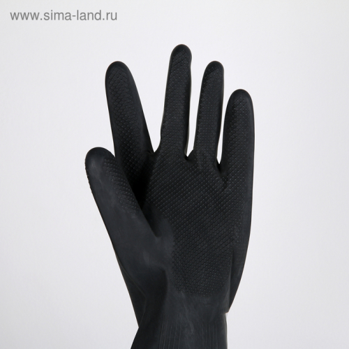 Перчатки хозяйственные защитные, химически стойкие, латекс, размер L, 100 гр, цвет чёрный