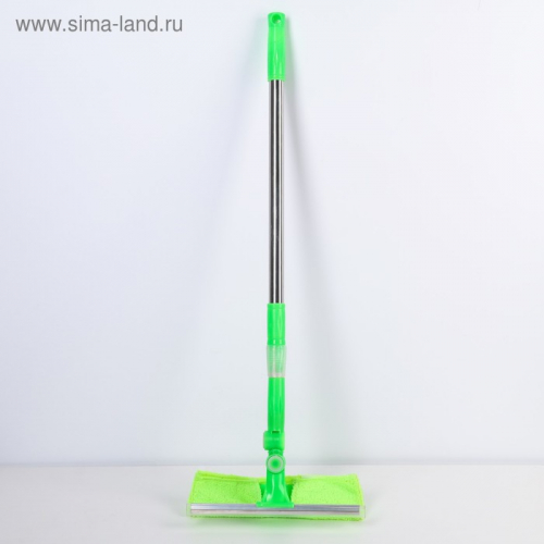Окномойка с телескопической стальной ручкой, 25×64(93) см, цвет зелёный