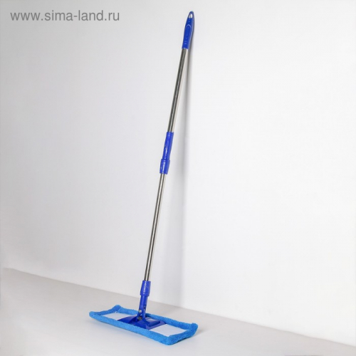 Швабра плоская «Ocean», телескопическая ручка 77-117 см, насадка микрофибра 40×10 см, цвет синий