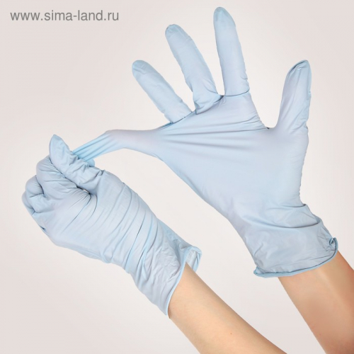 Перчатки нитриловые неопудренные Golden hands, размер M, 200 шт/уп, цвет светло-голубой, цена за 1 шт.