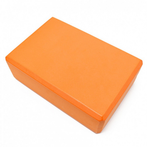 Е141Оран Блок для йоги, оранжевый, материал ПВХ. 22*15*7.см