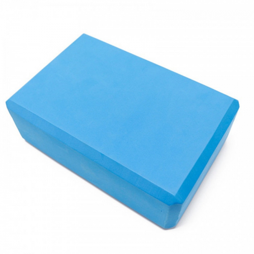 Е141Син Блок для йоги, синий, материал ПВХ. 22*15*7.см