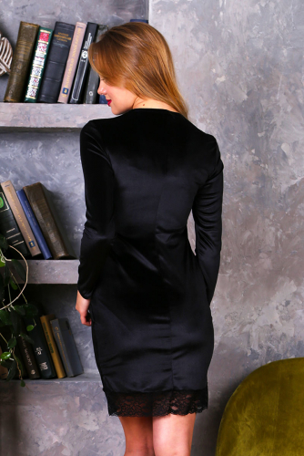 Бархатное платье П 203 (Черное)