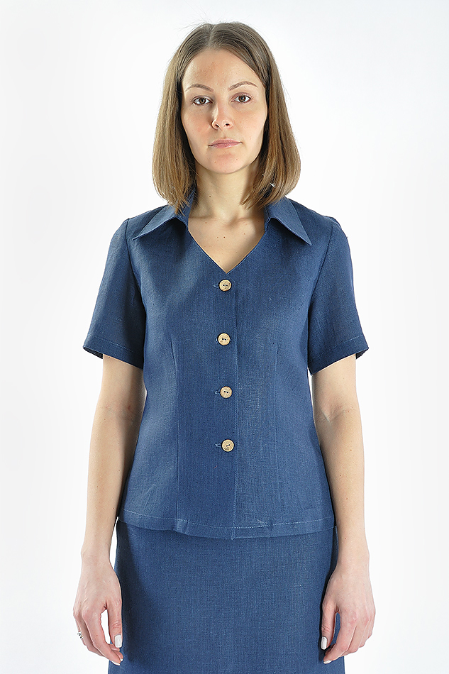 Блузка женская из льна #014 короткая