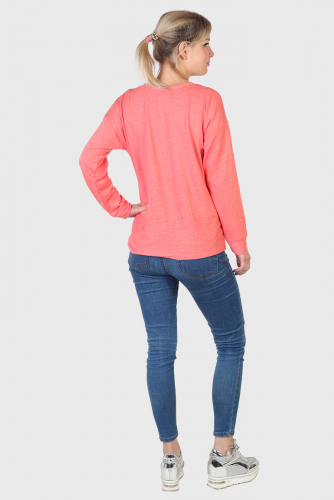 Женский нежно-розовый пуловер Eyeshadow – эффектная имитация подвязанного низа №4011