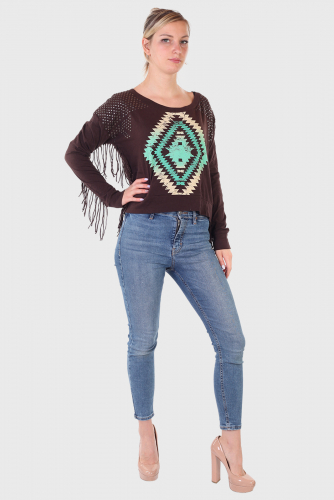 Креативная женская кофта-свитер Rock and Roll Cowgirl – горячий стиль Дикого Запада на улицах твоего города №3010