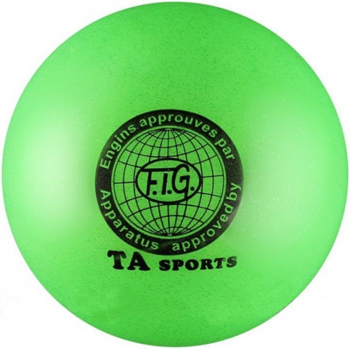 Е134Салат Мяч салатовый с блестками, d 19 см,TA sport силикон для художественной гимнастики,