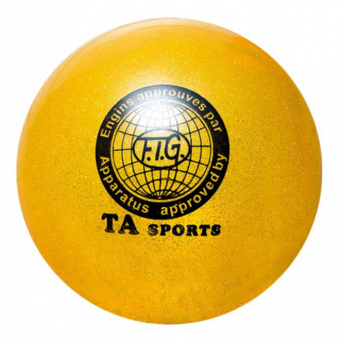 Е134Желт Мяч желтый с блестками, d 19 см, TA sport силикон для художественной гимнастики,