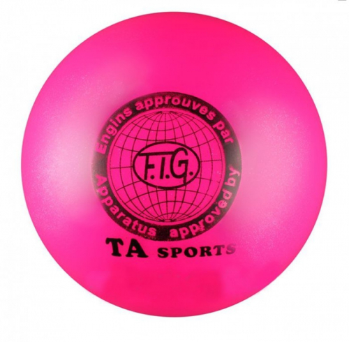 Е133Роз Мяч розовый с блестками, d 15 см, TA sport силикон для художественной гимнастики,