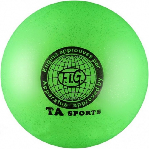 Е133Зелен Мяч зеленый с блестками, d 15 см,TA sport силикон для художественной гимнастики